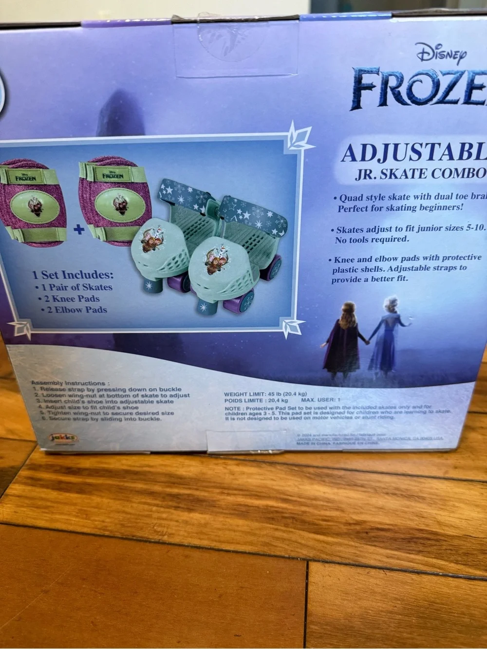 Disney Frozen Mint Blue and Purple Junior Adjustable Skate Set with Pads